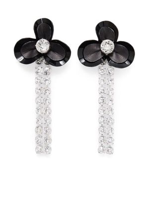 AREA leather flower chandelier earrings - Black