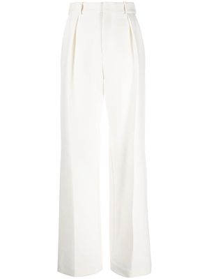 AREA logo crystal embellished wide leg trousers - White