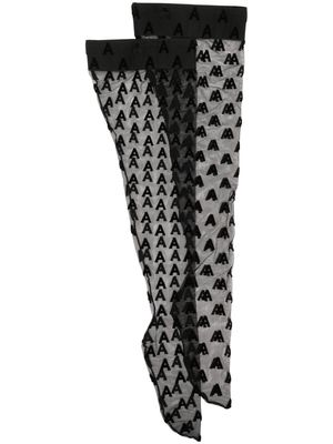 AREA logo-embroidered sheer socks - Black