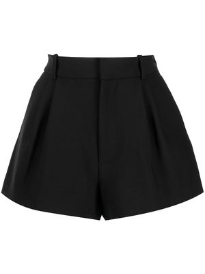 AREA logo-laque pleated tailored shorts - BLACK
