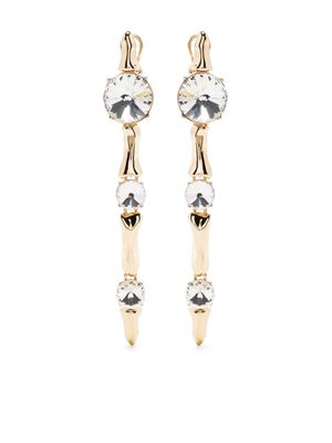 AREA Long Bone crystal embellished drop earrings - Gold