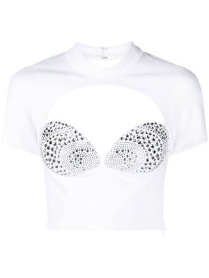 AREA Mussel Cup crystal-embellished top - WHITE
