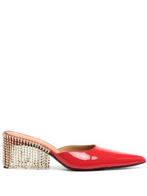 Area Nyc fringed-heel pointed mules - Red