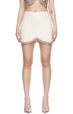 AREA Off-White Polyester Mini Skirt