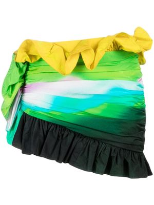AREA ombré-effect ruffled skirt - Green