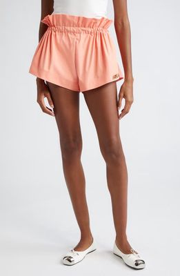 Area Paperbag Waist Twill Track Shorts in Sweet Salmon