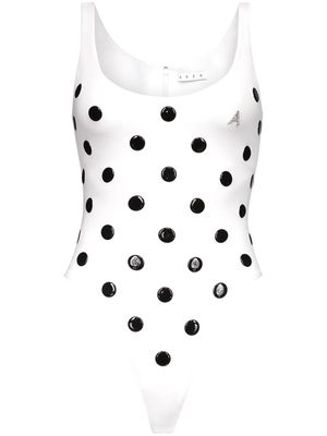 AREA polka dot-appliqué bodysuit - White