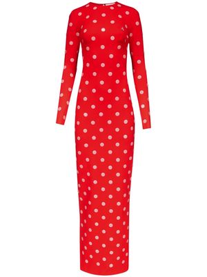 AREA polka-dot long-sleeve gown - Red