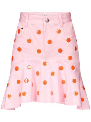 AREA polka dot-print ruffle-hem skirt - Pink
