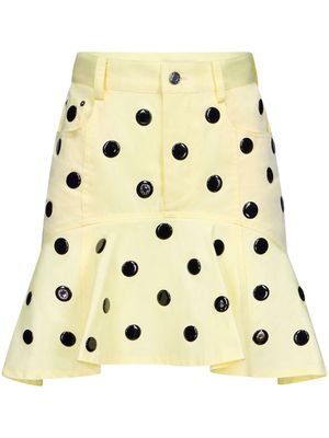 AREA polka dot-print ruffle-hem skirt - Yellow