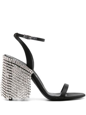 AREA rhinestone-chainmail satin sandals - Black