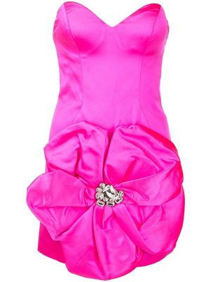 AREA rosette-detail strapless dress - Pink