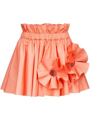 AREA ruffled flower-appliqué mini skirt - Pink