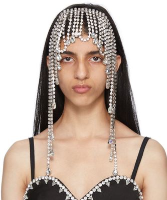 AREA Silver Crystal Draped Headband