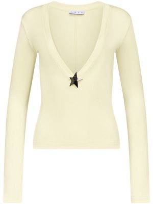 AREA Star Stud-detail long-sleeve jumper - Yellow