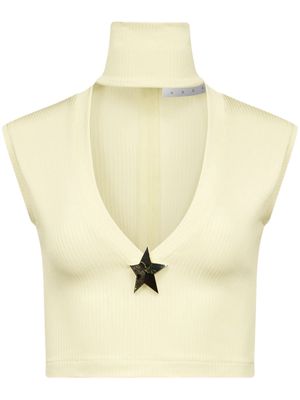 AREA Star Stud-detail sleeveless knitted top - Yellow