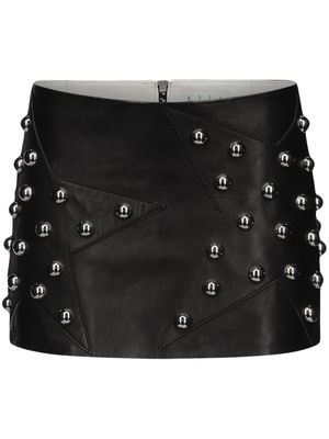 AREA star-stud embellished leather miniskirt - Black