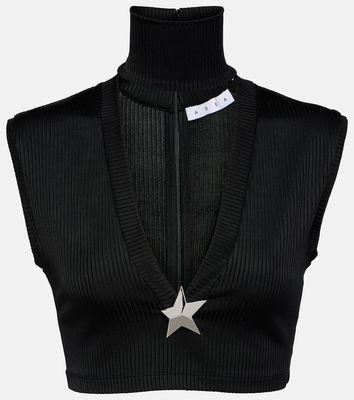Area Star Stud ribbed-knit crop top