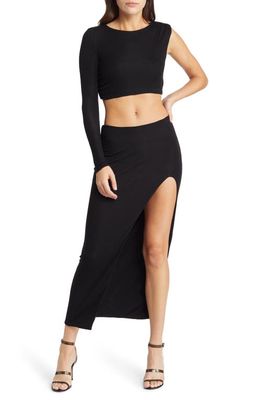 Area Stars Two-Piece Crop Top & Maxi Skirt in Black