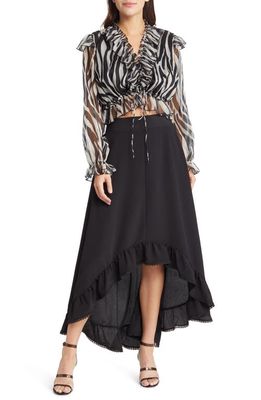 Area Stars Two-Piece Long Sleeve Top & Skirt in Black