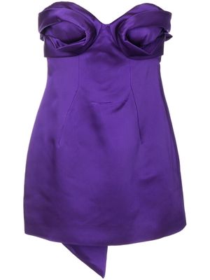 AREA strapless draped bow dress - Purple