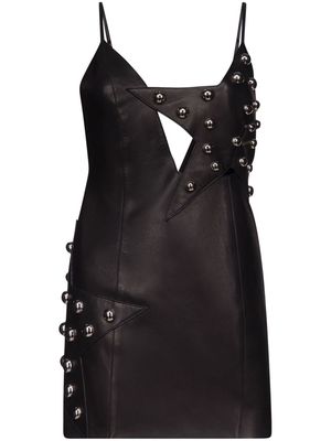 AREA stud-detail leather minidress - Black