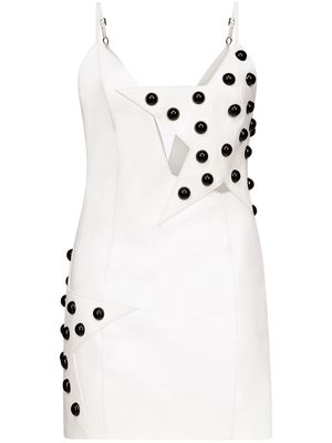 AREA stud-embellished leather minidress - White