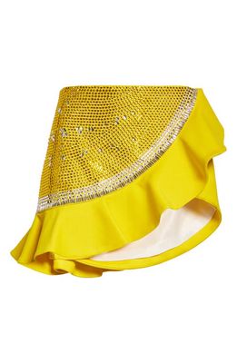 Area Watermelon Crystal Embellished Miniskirt in Yellow