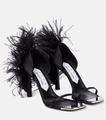 Area x Sergio Rossi Amazona feather-trimmed sandals