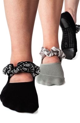 Arebesk 2-Pack Scrunchy Nonslip Ankle Socks in Black - Gray