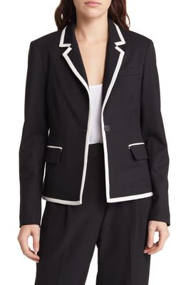 ARGENT Piped Blazer in Black With Ivory