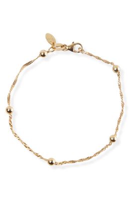 Argento Vivo Sterling Silver Ball Station Singapore Chain Bracelet in Gold 