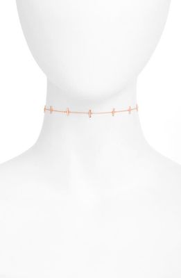 Argento Vivo Sterling Silver Bar Station Chain Choker in Rose Gold