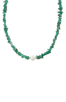 Argento Vivo Sterling Silver Beaded Green Onyx Necklace in Gold 