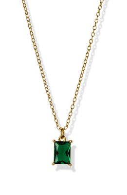 Argento Vivo Sterling Silver Birthstone Pendant Necklace in May/Emerald