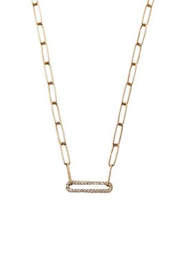 Argento Vivo Sterling Silver Cubic Zirconai Circle Bar Pendant Paper Clip Chain Necklace in Gold