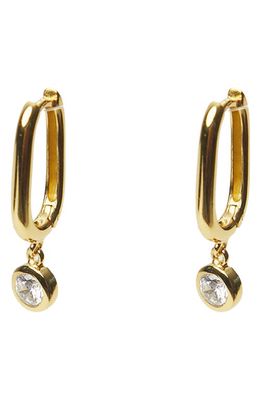 Argento Vivo Sterling Silver Cubic Zirconia Charm Oval Hoop Earrings in Gold