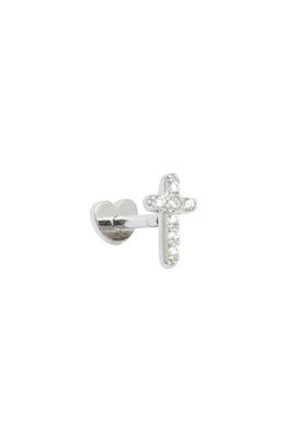 Argento Vivo Sterling Silver Cubic Zirconia Cross Flat Back Stud Earring