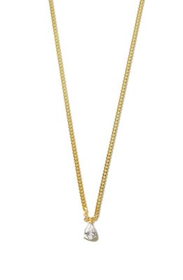 Argento Vivo Sterling Silver Cubic Zirconia Curb Chain Necklace in Gold