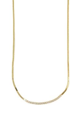 Argento Vivo Sterling Silver Cubic Zirconia Herringbone Chain Necklace in Gold