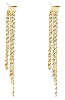 Argento Vivo Sterling Silver Cubic Zirconia Singapore Chain Earrings in Gold