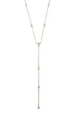 Argento Vivo Sterling Silver Cubic Zirconia Station Y-Necklace in Gold