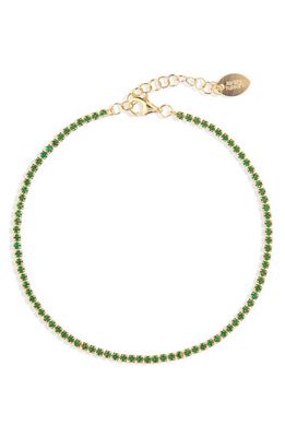 Argento Vivo Sterling Silver Cubic Zirconia Tennis Bracelet in Gold/Green