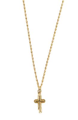 Argento Vivo Sterling Silver Diamond Cut Cross Pendant Necklace in Gold