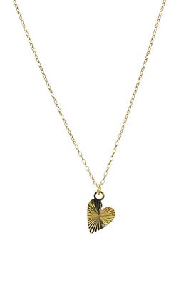 Argento Vivo Sterling Silver Diamond Cut Heart Pendant Necklace in Gold
