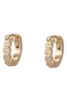 Argento Vivo Sterling Silver Diamond Cut Huggie Hoop Earrings in Gold