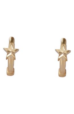 Argento Vivo Sterling Silver Diamond Cut Star Huggie Hoop Earrings in Gold