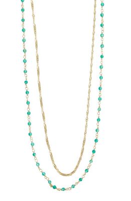 Argento Vivo Sterling Silver Green Onyx Layered Chain Necklace in Gold
