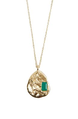 Argento Vivo Sterling Silver Green Onyx Pendant Necklace in Gold