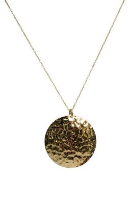 Argento Vivo Sterling Silver Hammered Circle Pendant Necklace in Gold